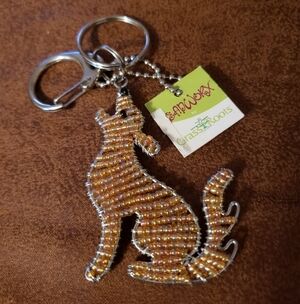 Coyote Dog Bead Keychain By Beadworx Vintage